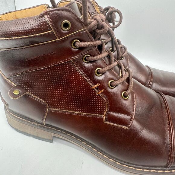 Madden Dylan Brown Lace Up Combat Cap Toe Leather Boots Mens Shoe Size 10 - Picture 9 of 15